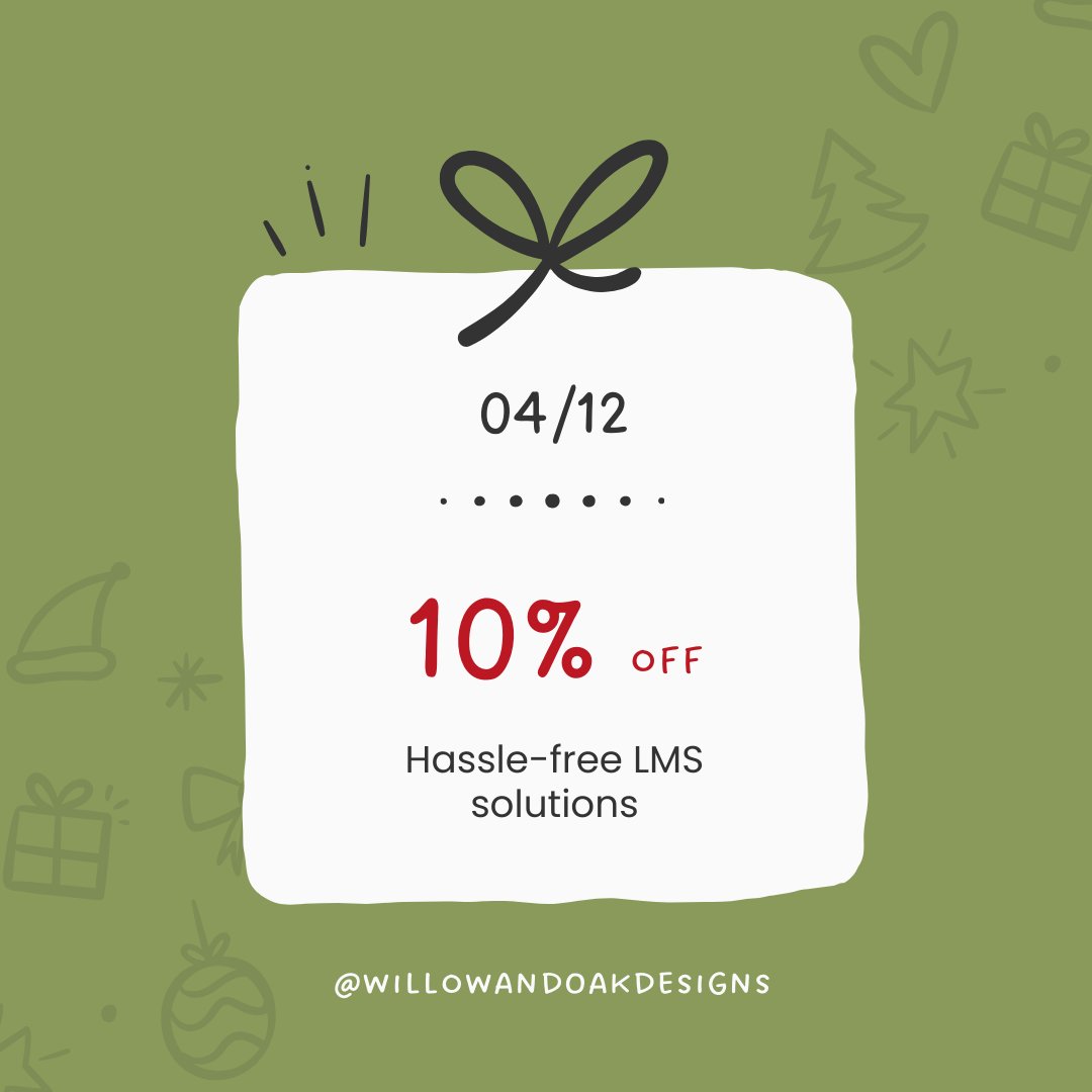 w_o_ts's tweet image. 10% off Managed LMS! Hassle-free setup and management so you can focus on what matters most.

#LMSManaged #StreamlineLearning #BusinessEfficiency #AdventCalendar #WillowAndOak