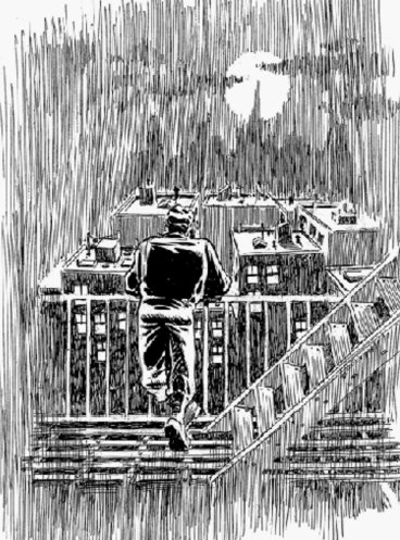 DanMazurComics's tweet photo. @mikemorrison @NBMPUB Yes, Eisner's work was dark and noirish. It was inspired by this image from A Contract with God. https://t.co/z5qs11Nvpb