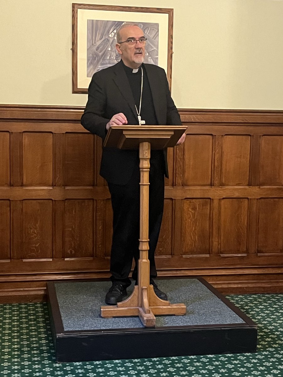 An honour to be at Parliament today with the Latin Patriarch of Jerusalem, His Beatitude Cardinal Pierbattista Pizzaballa, and other faith leaders and politicians, including the Faith Minister, Lord Khan.