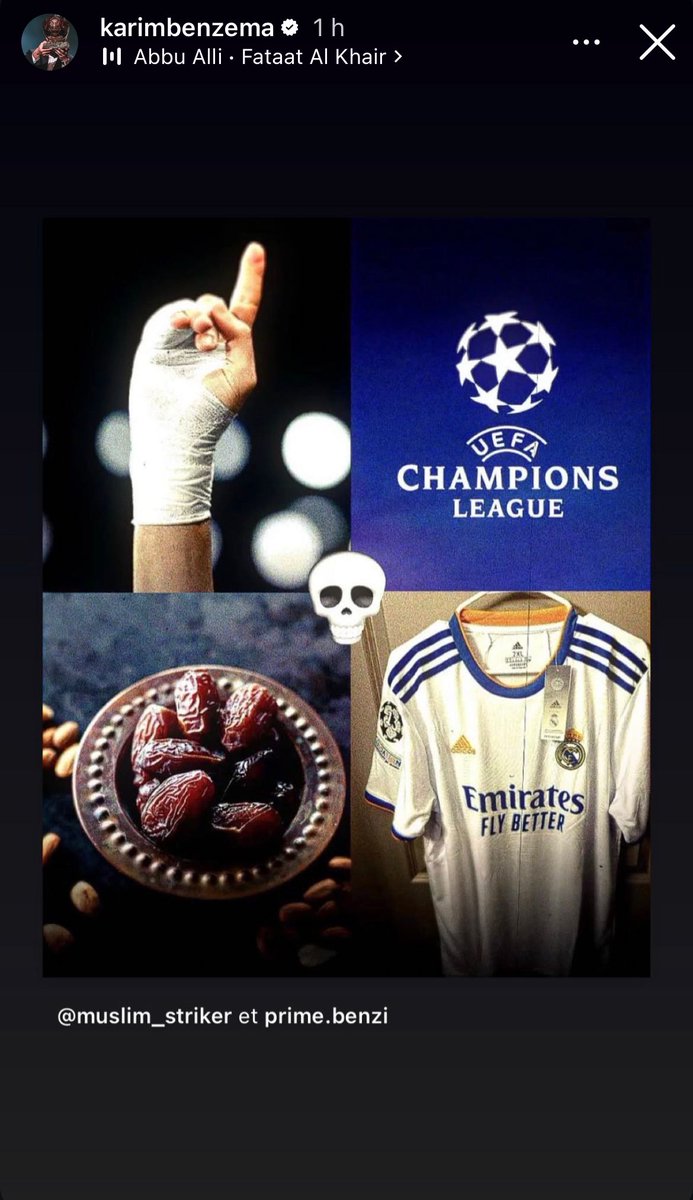 ActuFoot_'s tweet photo. La dernière story de Karim Benzema 🇫🇷 sur Instragram. 📲

La nostalgie ce Prime de KB9. ✨ https://t.co/rFaBzziW0V