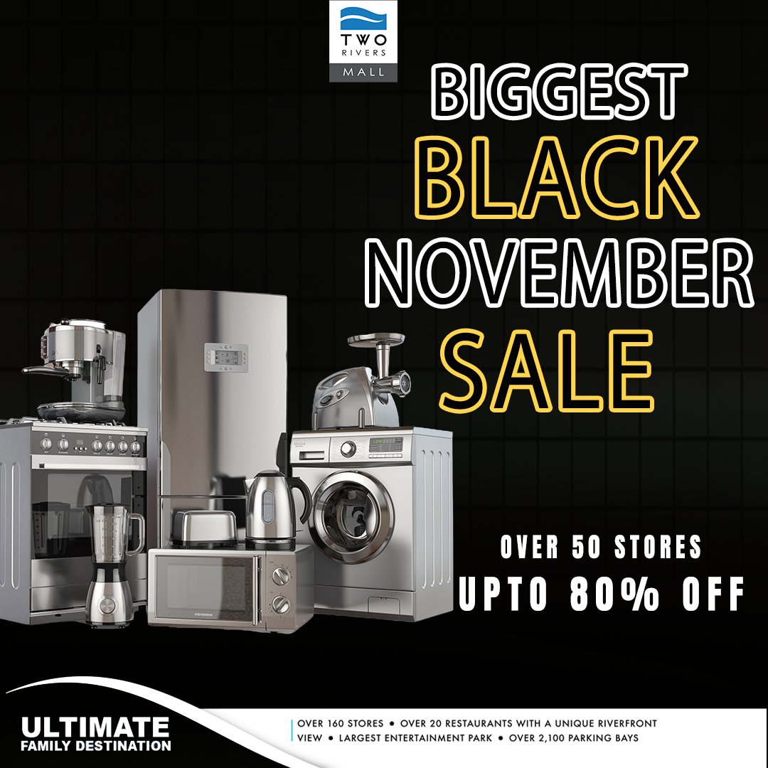 dens_milly's tweet photo. Two Rivers Mall is offering crazy Black November deals with up to 30% off for home and living appliances in Parisland, ground floor.Can't wait to upgrade my cooker before this offer ends. #TRBlackNovember @TwoRivers_KE https://t.co/ZcM9YAYpXt
