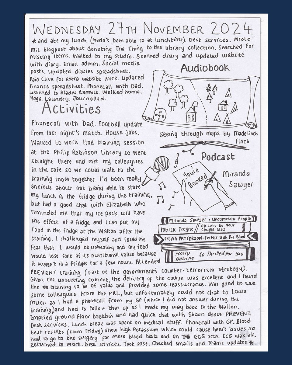 Helen Shaddock (@hshaddock) on Twitter photo Wednesday 27th November 2024 - arted.online/diaries/wednes… #art #diary #drawing #journal #helenshaddock #eatingdistress #eatingdisorder #ocd #mentalhealth #recovery #autism <a href="/msmirandasawyer/">Miranda Sawyer</a> <a href="/NotRollergirl/">Daisy Buchanan</a>
@ybooked <a href="/JimmyRambleYT/">Jimmy - Blades Ramble 🎙️</a> <a href="/artED_online/">artED</a>
@N_B_Project Wednesday 27th November 2024 - arted.online/diaries/wednes… #art #diary #drawing #journal #helenshaddock #eatingdistress #eatingdisorder #ocd #mentalhealth #recovery #autism <a href="/msmirandasawyer/">Miranda Sawyer</a> <a href="/NotRollergirl/">Daisy Buchanan</a>
@ybooked <a href="/JimmyRambleYT/">Jimmy - Blades Ramble 🎙️</a> <a href="/artED_online/">artED</a>
@N_B_Project