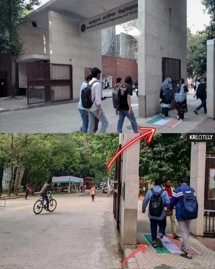 Bangladesh University of Engineering &amp; Technology में भारत के झंडे को कुचल कर कॉलेज के अंदर जाते है शांतिदूत 

भारत में रहने वाले बांग्लादेशी को नही निकालेंगे तो धिक्कार है हम पे

#BoycottBangladesh