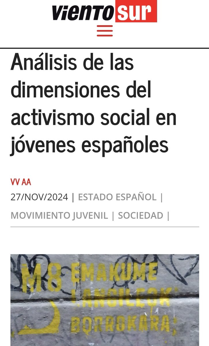 jramiroperez's tweet photo. Nuevo paper publicado en @FVientosur sobre la percepción de los movimientos sociales entre los/as jóvenes españoles/as https://t.co/shJfsRQz1N con resultados de nuestro proyecto de investigación sobre jóvenes, activismo, terrorismo e intereses @UEuropea https://t.co/tnABpnAfJp