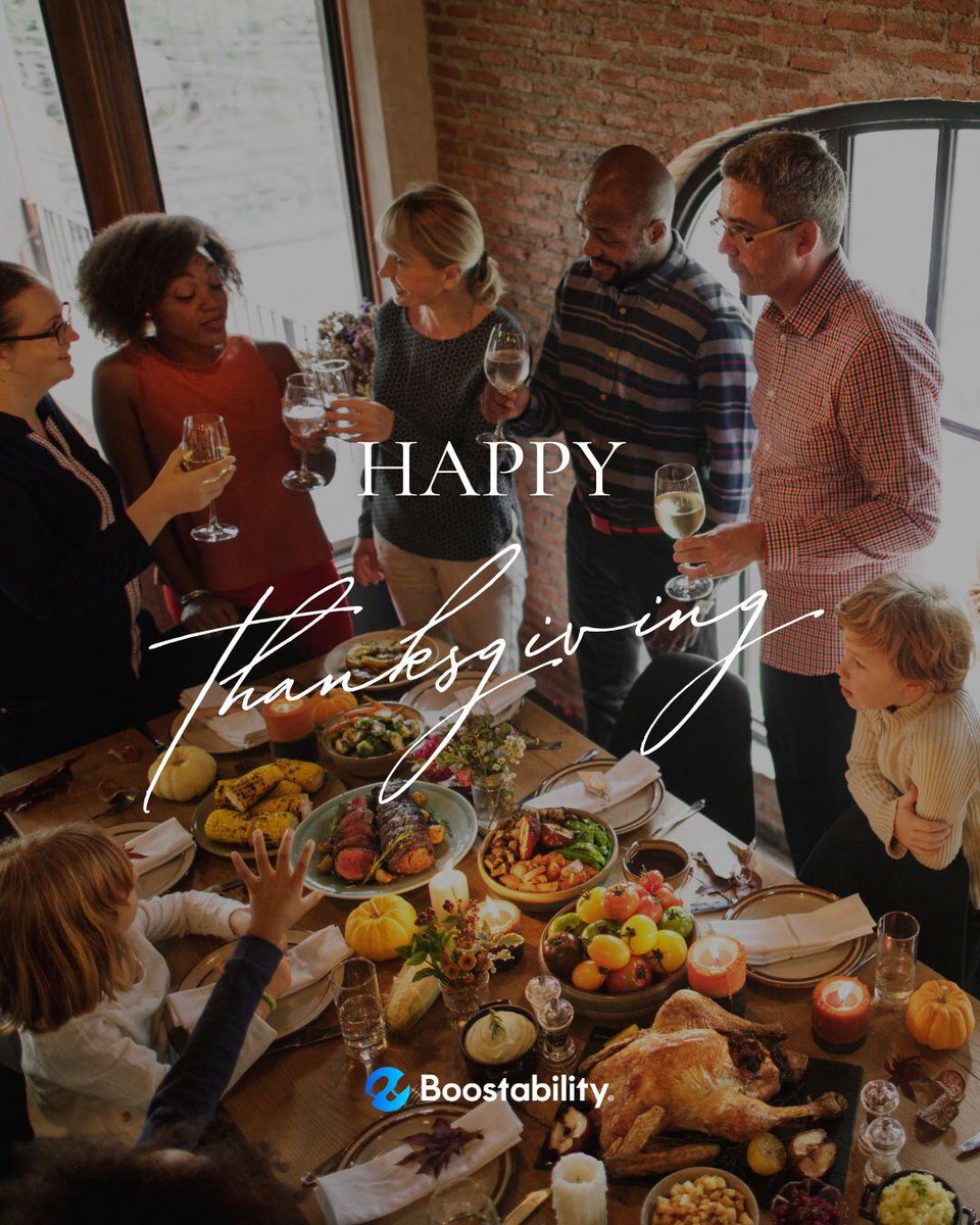 Boostability's tweet image. Happy Thanksgiving from Boostability! 🦃🍁 

We&apos;re grateful for our amazing clients, partners, and friends. Wishing you a day filled with delicious food, good company, and warm memories. 

#HappyThanksgiving #Boostability