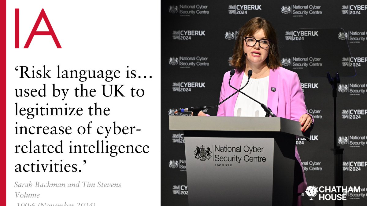 International Affairs (@iajournal_ch) on Twitter photo How does the UK interpret cyber risk? How do they conduct cyber risk research & policy development? 🇬🇧
In their #openaccess article, <a href="/Cyber_Sarah1/">Sarah Backman</a> (@forsvarshogsk) & <a href="/tcstvns/">ᴛɪᴍ ꜱᴛᴇᴠᴇɴꜱ</a> (<a href="/KCL_CSRG/">KCL_CSRG</a>) discuss risk logics 👉 doi.org/10.1093/ia/iia… How does the UK interpret cyber risk? How do they conduct cyber risk research & policy development? 🇬🇧
In their #openaccess article, <a href="/Cyber_Sarah1/">Sarah Backman</a> (@forsvarshogsk) & <a href="/tcstvns/">ᴛɪᴍ ꜱᴛᴇᴠᴇɴꜱ</a> (<a href="/KCL_CSRG/">KCL_CSRG</a>) discuss risk logics 👉 doi.org/10.1093/ia/iia…