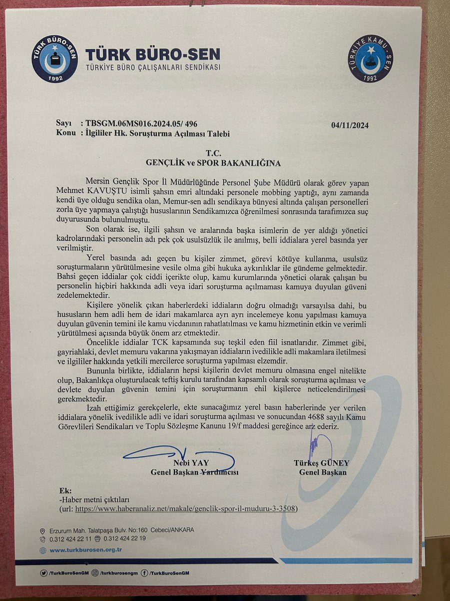 TurkesGuney's tweet photo. Mersin Gençlik Spor da Mustafa Kavuştu ile ilgili iddialarla ilgili ne gibi işlem yapıldı

@OA_BAK 
@gencliksporbak 
#GSBdeMobbingeSon
#BaskiyaDurDe https://t.co/FcjEGddGdE