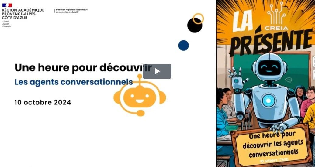🔎 Découvrez l'histoire des #chatbots et leurs usages pédagogiques avec Laetitia ALLEGRINI ! 
Outils, infographie et exemples concrets 🌟 
Un webinaire à ne pas manquer 🚀
#CREIA <a href="/ClementFantoli/">Clément Fantoli</a> <a href="/letiziaall/">Laetitia ALLEGRINI</a>
buff.ly/4hVB9JQ