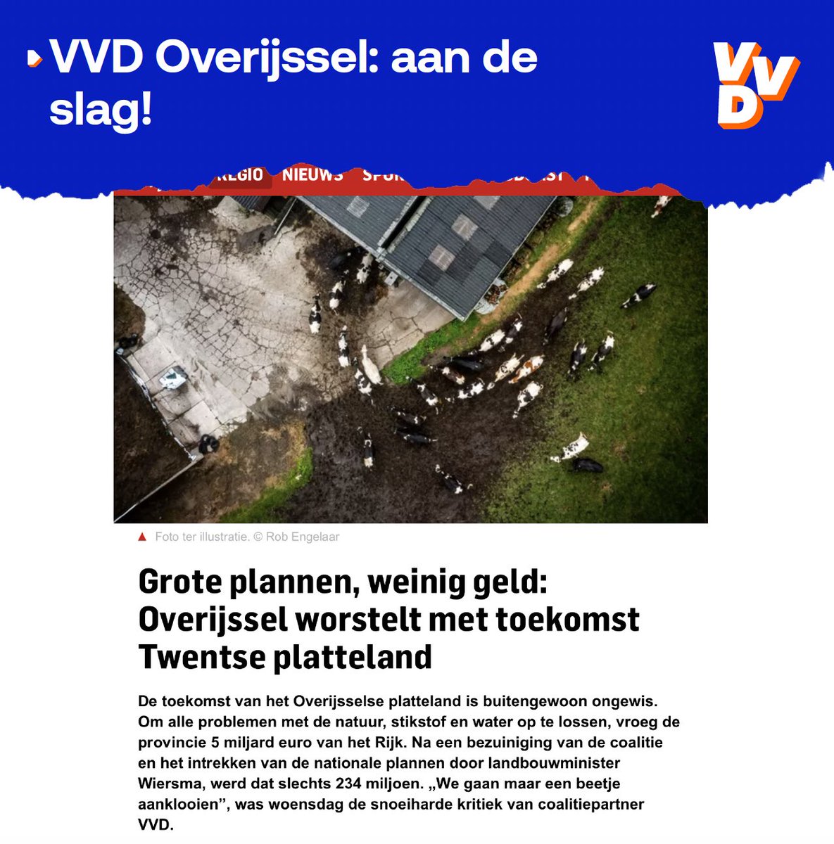 De uitdagingen voor ons platteland vragen om daadkracht! 💪 

Het wegvallen van het NPLG mag het PPLG niet stilleggen. 🗣️VVD Overijssel: tijd voor <a href="/BoerBurgerB/">BBB BoerBurgerBeweging 🍀🍀🍀</a> en <a href="/minlvvn/">Ministerie van LVVN</a> om te leveren en samen te werken aan oplossingen. Onze boeren en natuur verdienen dit! 🌾#overijssel #PPLG