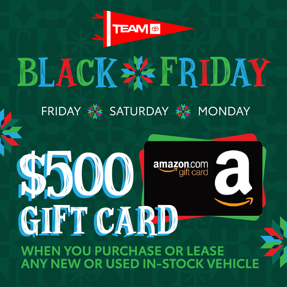 🚗💥 Black Friday is HERE at Team Toyota! 💥🚗

Don’t miss out on this extra special Black Friday event. Visit us and drive away with amazing savings (and a great gift)!
ow.ly/MTTY50Ug77F