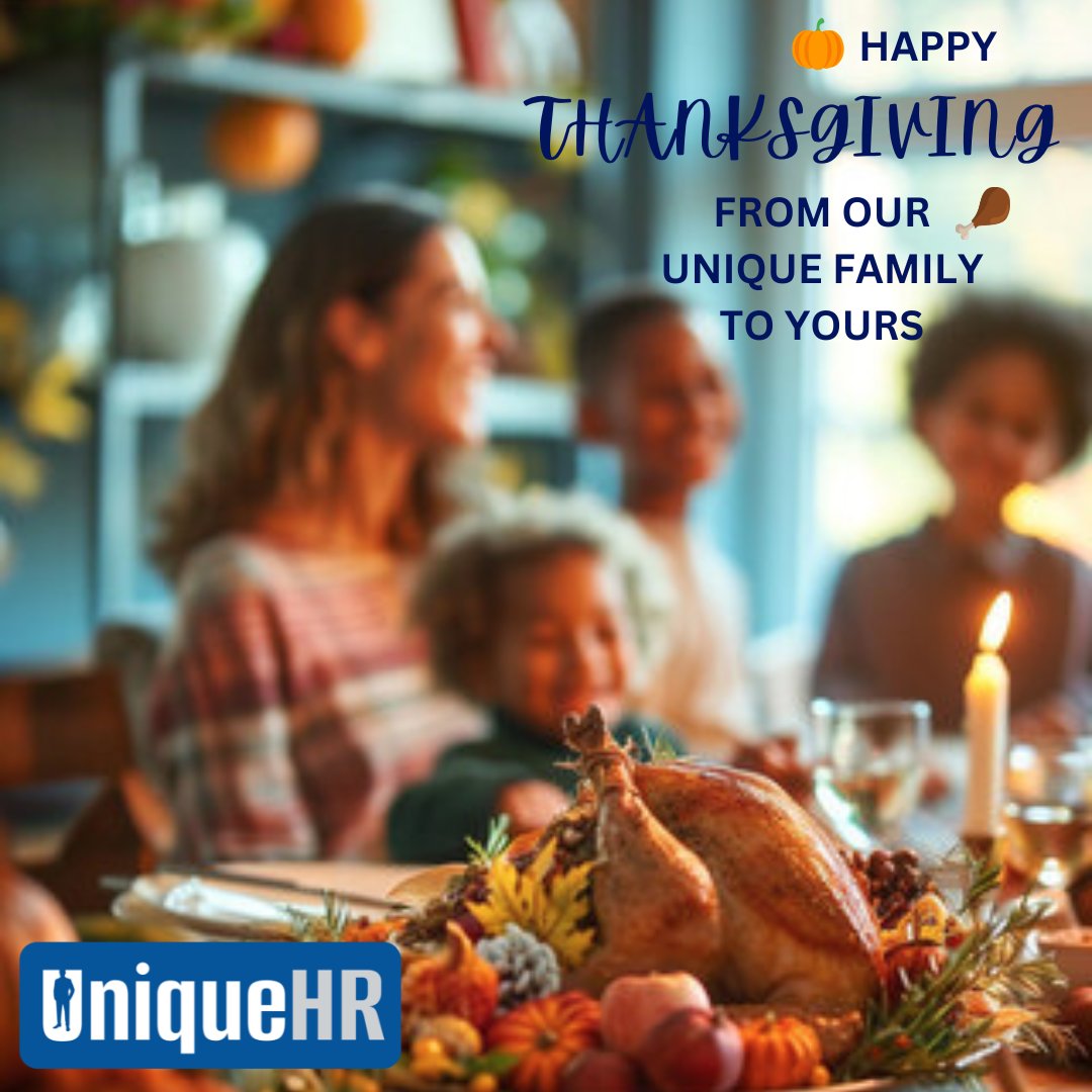 Unique_HR's tweet photo. As we gather together this Thanksgiving, we’re filled with gratitude for our family, friends and clients like you, who trust us to support their business every day. 

Wishing you and your team a joyful Thanksgiving filled with warmth, laughter, and gratitude. https://t.co/BpOdtJS880