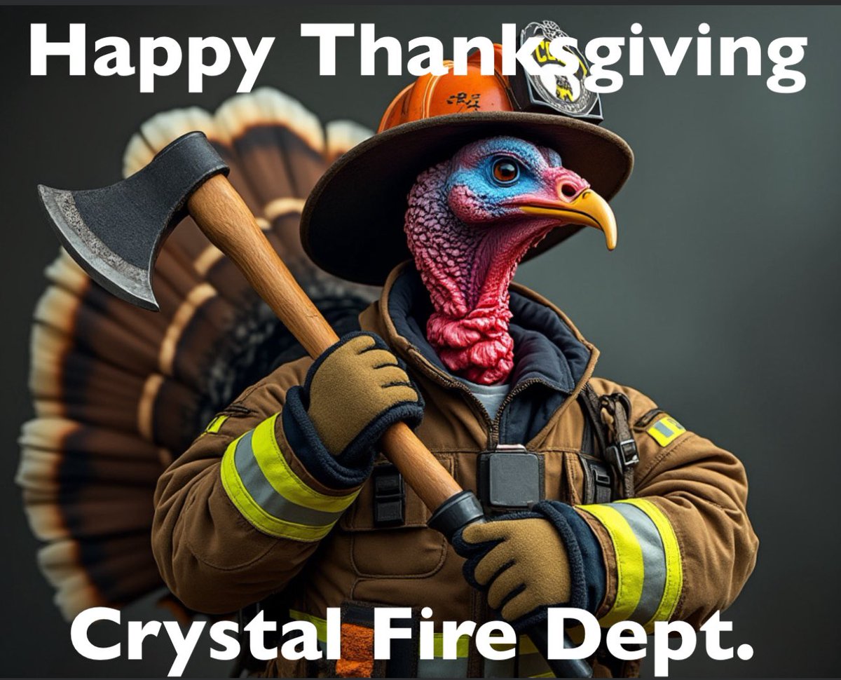 CrystalFireDept's tweet photo. Have a Safe and Happy Thanksgiving from all of us at Crystal Fire Department. https://t.co/tdo4A7va4X