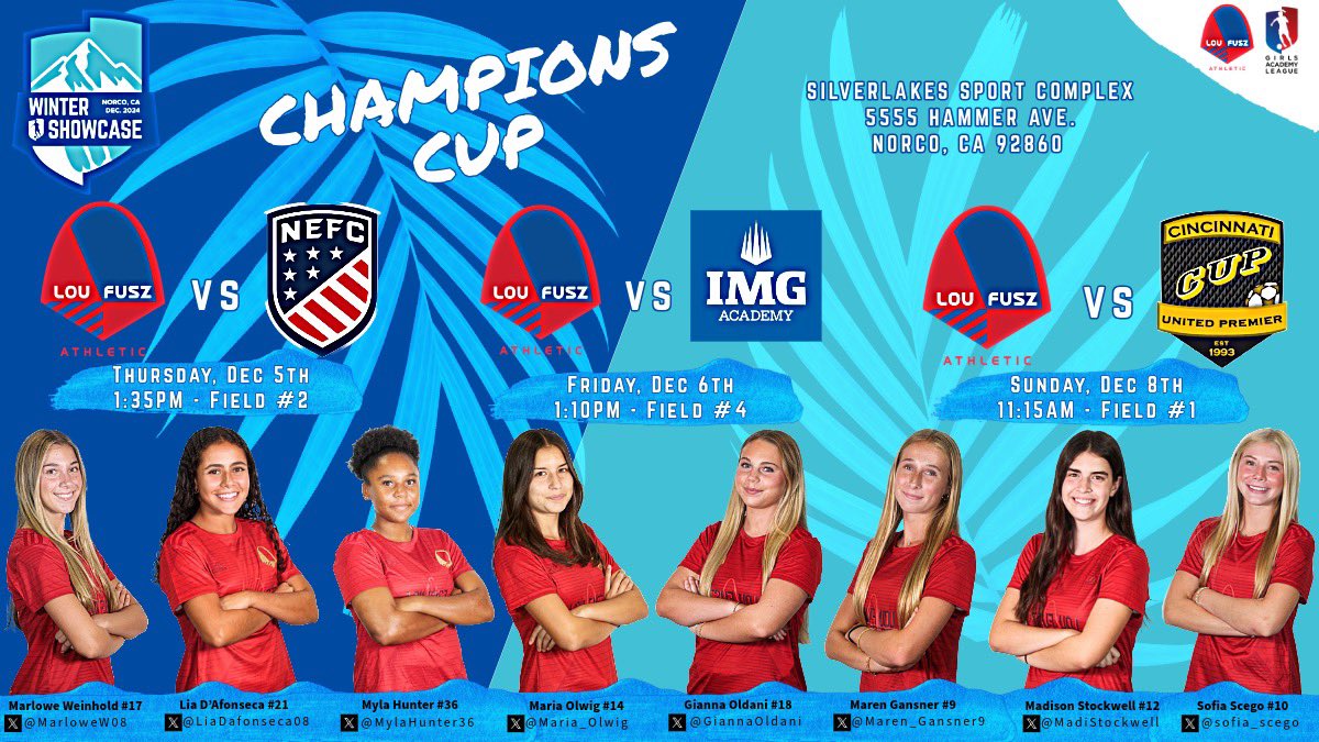 Updated Champion Cup schedule!