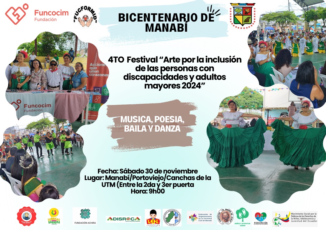 #FUNDACIONFUNCOCIM y las Organizaciones Sociales invitan al 4to Festival" Arte por la Inclusión de las Personas con Discapacidades y Adultos Mayores 2024 ". Sábado 30 de Noviembre - UTM 🗣️ #AccionesQueUnenCorazones