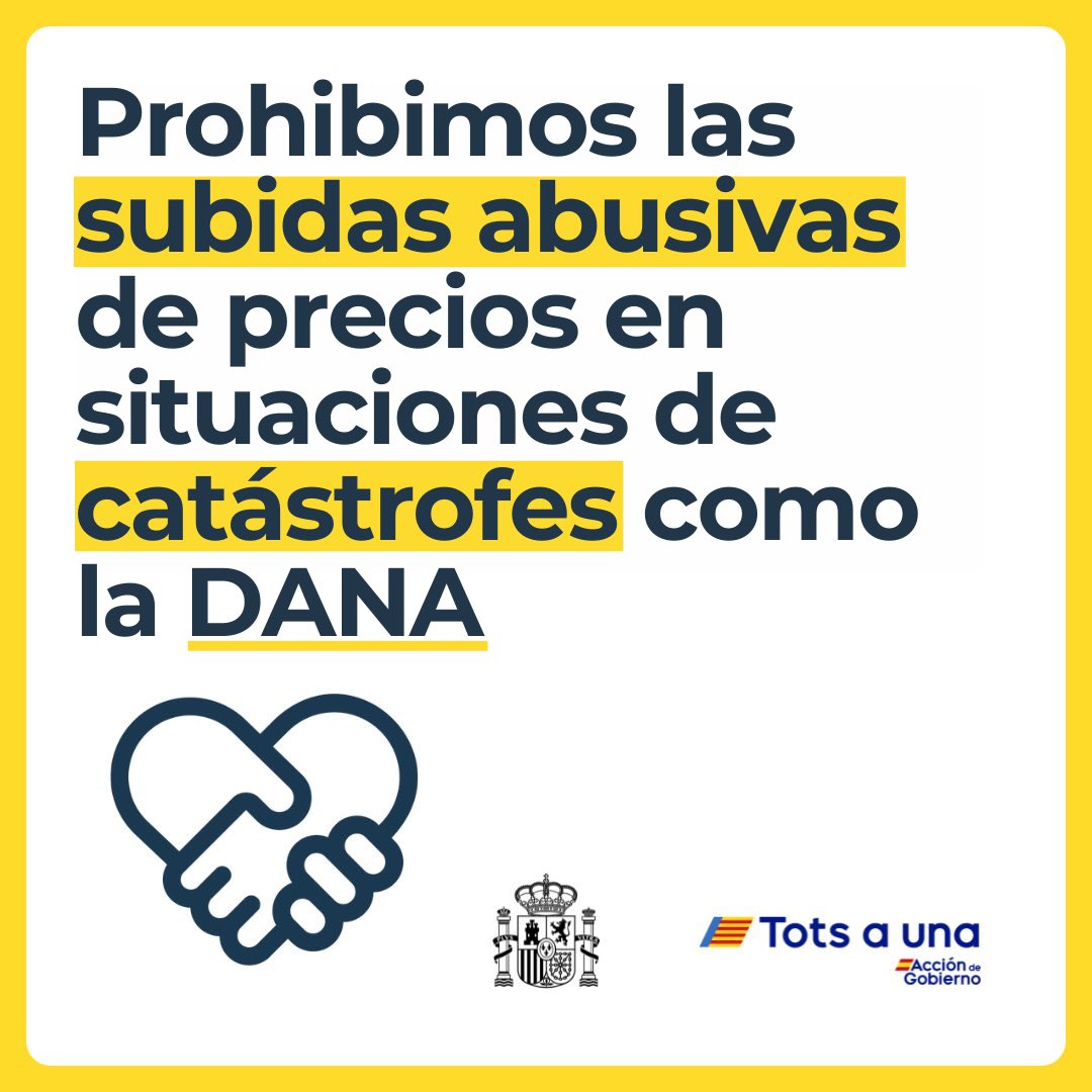 consumogob's tweet photo. 🗣️ @pbustinduy: “Una tragedia como la DANA no puede dar lugar al beneficio económico de ningún operador”.

👉 No podrá incrementarse el precio de venta en “contextos de urgencia, riesgo o necesidad de la persona consumidora”.

Casos como los VTC o alquilar un alojamiento online🏠 https://t.co/PyJIzocAwB