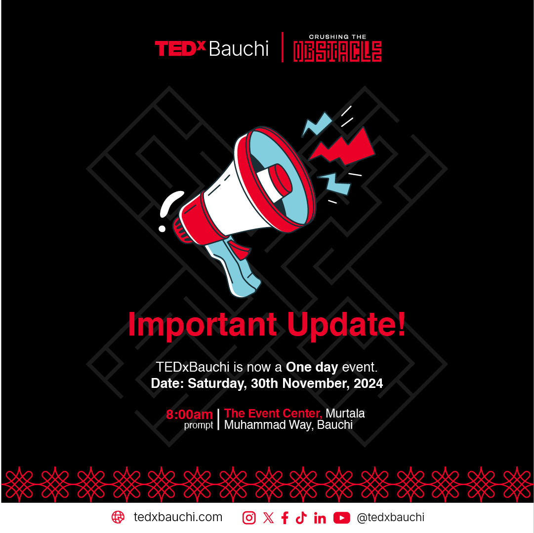 TedxBauchi's tweet photo. Only two days left until the amazing TEDx Bauchi event! 🎉 Here’s what you need to know:

1. Mark your calendars! The event is happening on November 30th—just one day packed with inspiration and ideas!

2. All tickets are officially sold out, and there won’t be any available https://t.co/VoWFXMlVPw
