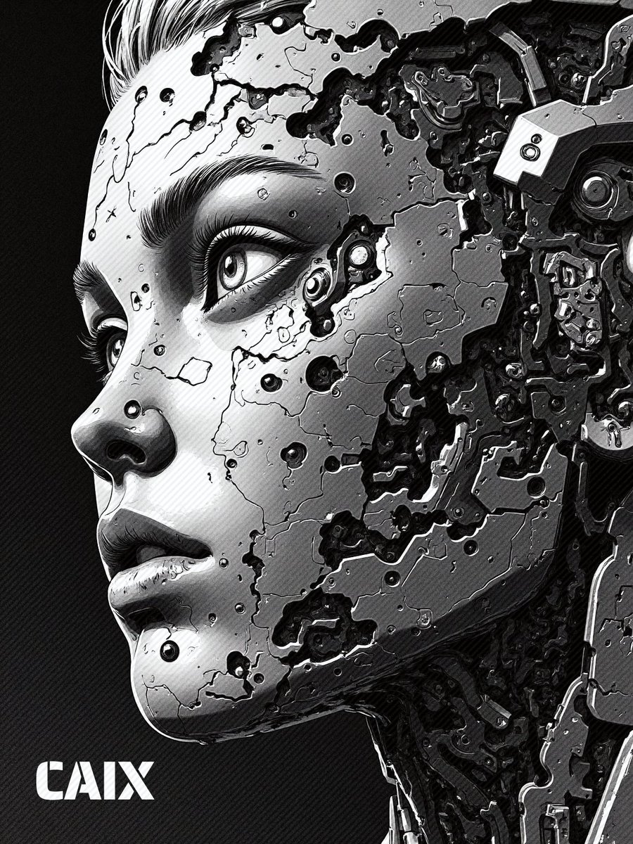 caixverse's tweet photo. "Nothing is perfect..."🖤🤍🖤
#AI #AIart #Artwork #story #cyberpunk #cyberkinetic https://t.co/CVs9J2jE2t