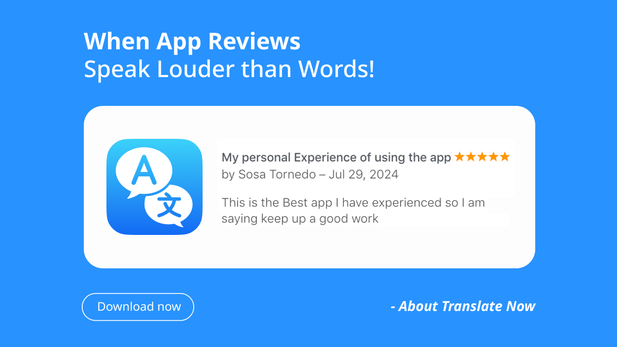 airappsco's tweet photo. Experience firsthand the enchanting power described by our users! With Translate Now, express yourself in your language, and with a tap, watch it seamlessly transform into any language you desire—just like magic!

Download Translate Now!
 https://t.co/ZjUNOUdcrA https://t.co/gOqw6ngNyh
