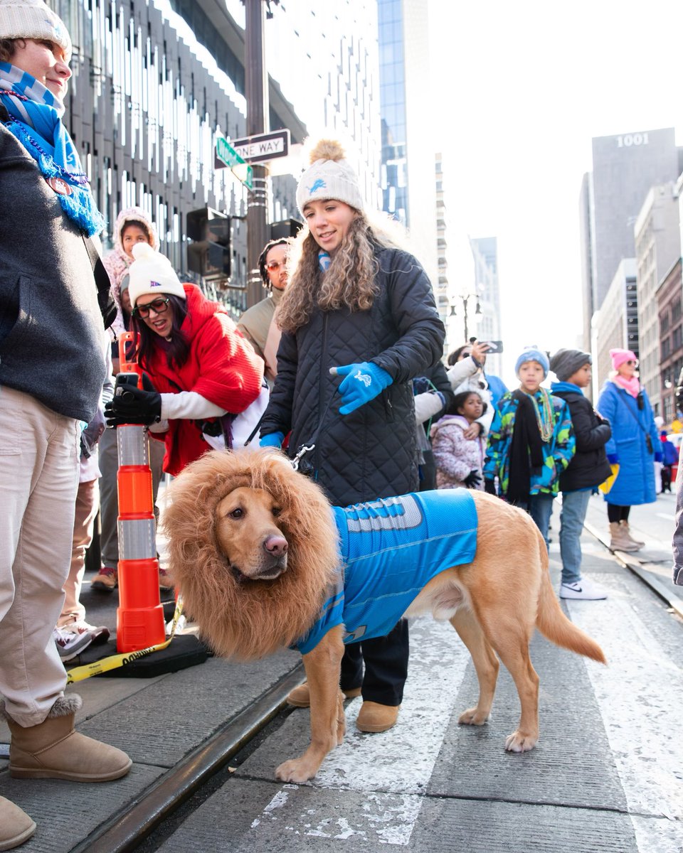 CityofDetroit's tweet photo. From the floats to the field, Detroit shines today! Let’s cheer on our @Lions and celebrate the best of the city! 🦁💙 

#OnePride #ThanksgivingParade #HappyThanksgiving https://t.co/QYubtz9Ani