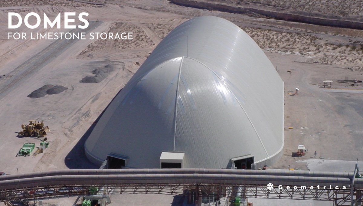 Protect your limestone stockpiles with custom-designed domes that prevent material loss and minimize environmental impact.

Read more: geometrica.com/en/limestone/?…

#Geometrica #SustainableStorage #EcoFriendlyDomes #LimestoneProtection #EnvironmentalDesign