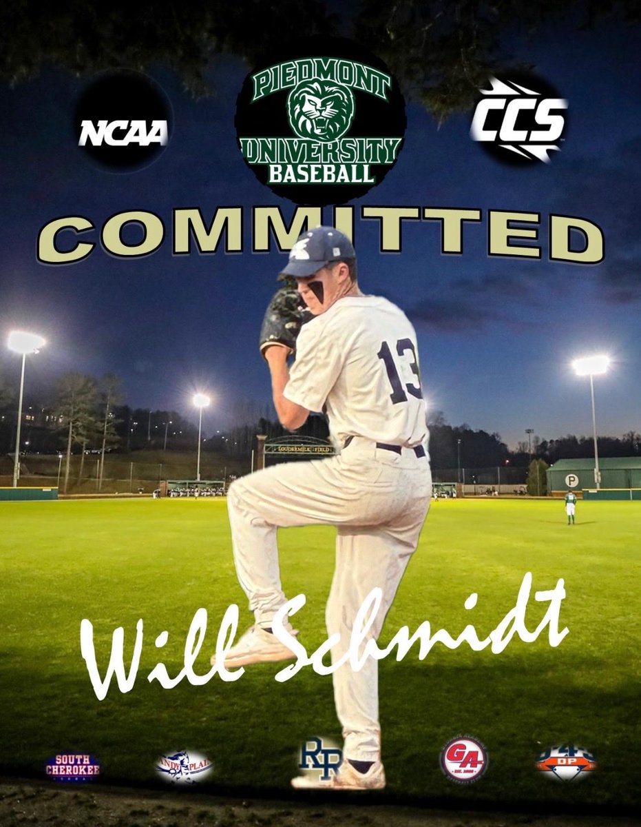 Thankful and proud to announce my commitment to continue my academic and athletic career at Piedmont University. Grateful to my family, teammates, and coaches who helped me get here. Thank you Coach Scali and the Piedmont Baseball staff for giving me this opportunity. Go Lions!