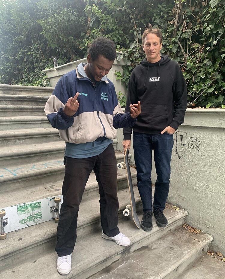 sk8erbwoy's tweet photo. Na-Kel Smith &amp; Tony Hawk . https://t.co/FXisZv7t7x