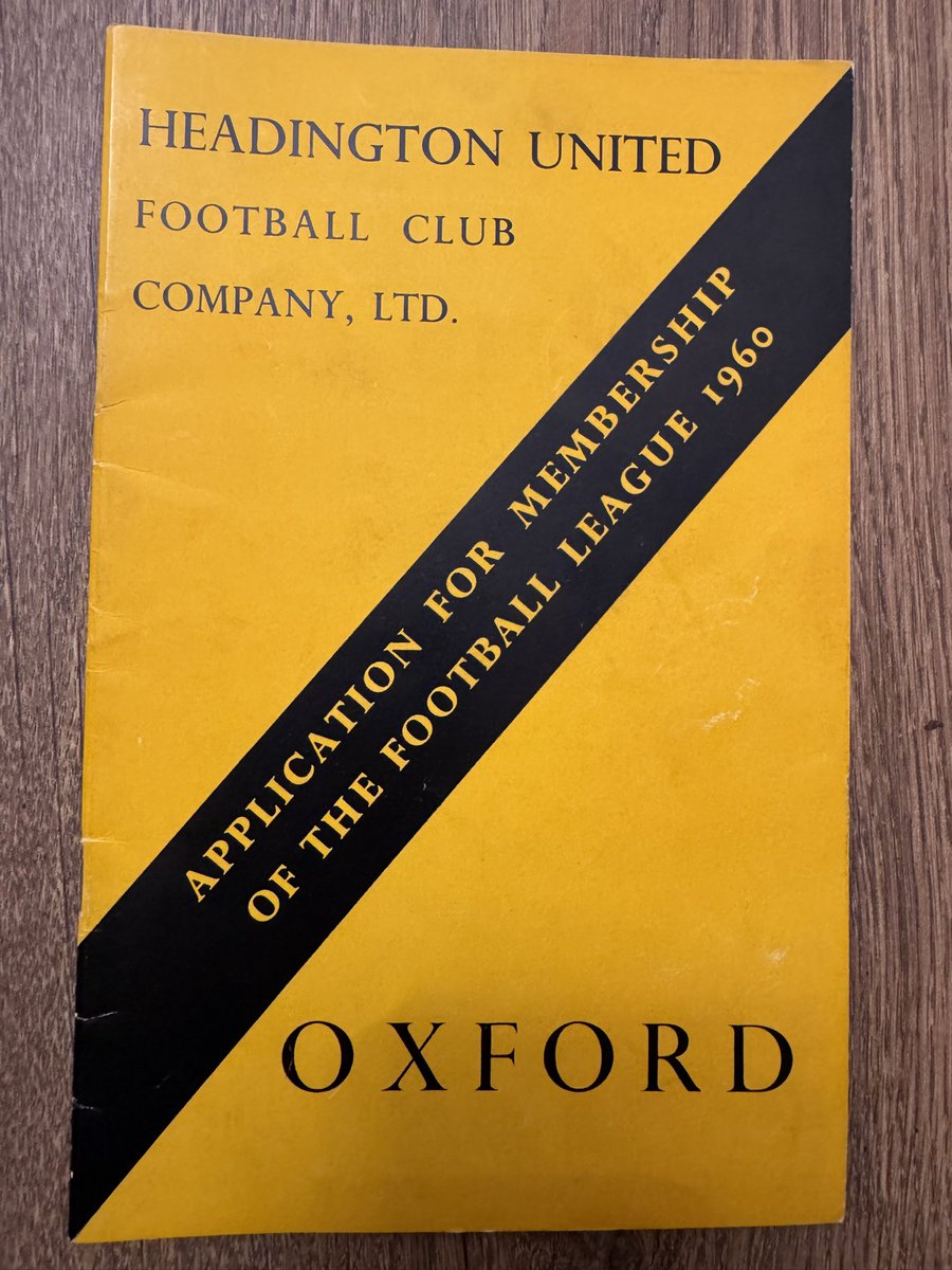 bigox_68's tweet photo. No 81 in the #90for90 tribute. Headington United continued to apply to join the Football league with no success, even though it was all success on the pitch. This is one of failed applications from 1960. Really interesting 8 page application #OUFC 💛💙 (1/2) https://t.co/jXPTDyLlPg