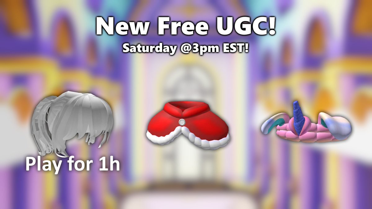 rainbocorns's tweet photo. x3 FREE UGC + Christmas Update Saturday at 3pm EST!
- 👩‍🦳 White Double Ponytail UGC [2,000 Stock]
- 🎅 Christmas Collar UGC [1,000 Stock]
- 🐶 Lulu's Headband UGC [500 Stock]
- 🦄 7+ New Christmas Pets!
- 🥚 Frozen Eggzania Map!

#RobloxDev #ROBLOX #RobloxUGC #RobloxUGCLimited https://t.co/j1BZ9I3DuZ