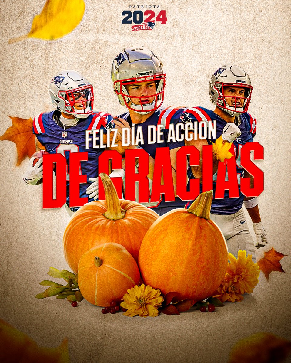 patriotsespanol's tweet photo. ¡Feliz Día de Acción de Gracias a toda la Nación Patriot! 🙏

#PatriotsEspañol https://t.co/Iz1oJuCvC7