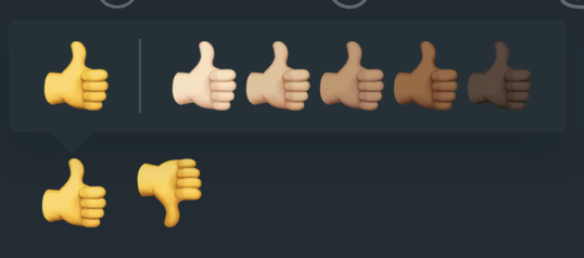 I actually don't like skin tones for emojis and I always default to the yellow one.

why should skin color matter when you're expressing an idea?