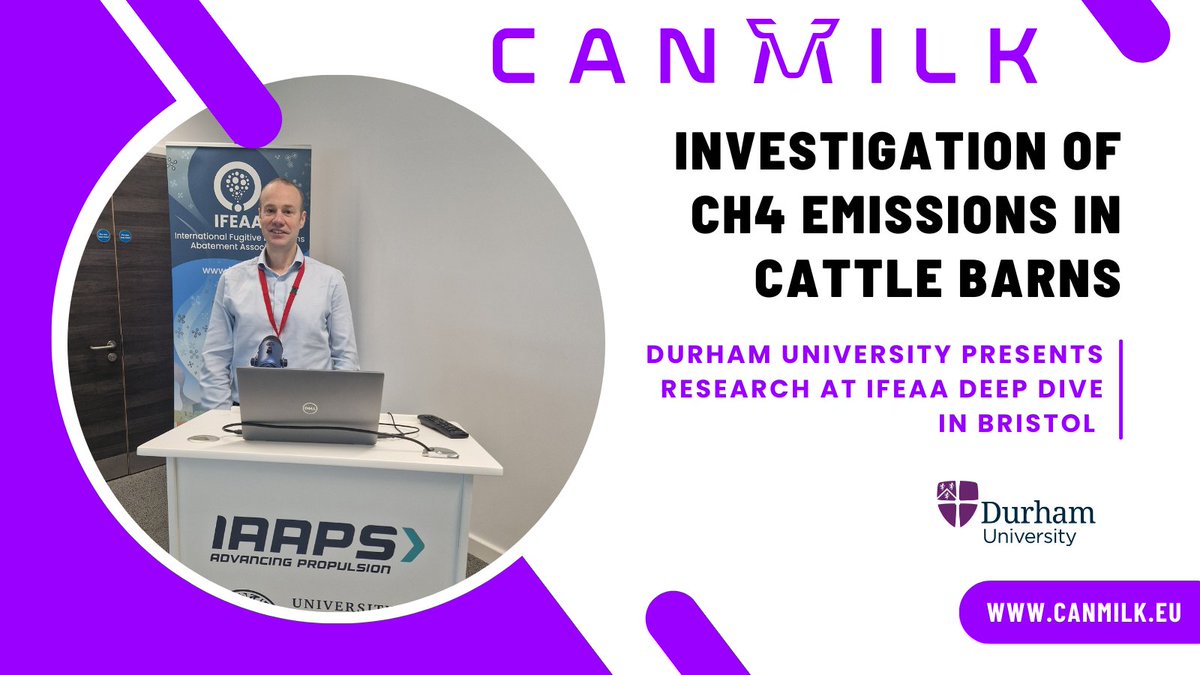 🔬🐄📊<a href="/durham_uni/">Durham University</a> presented findings from CANMILK at the IFEAA Deep Dive event in Bristol. The presentation included experimental results  and computational modelling efforts to address methane emissions in  dairy barn housing.

Learn more: canmilk.eu/2024/11/27/inv…