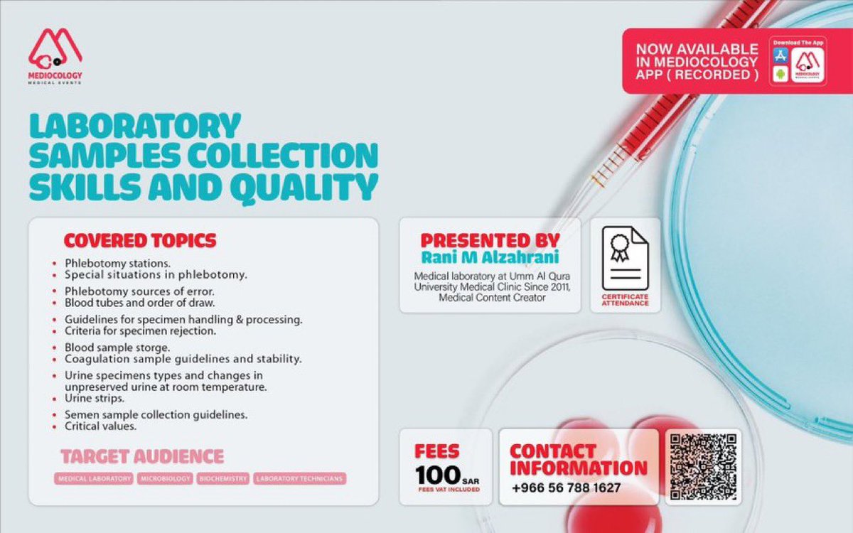 لكل أحد يسألني الفترة الأخيرة عن دورات سحب الدم 
لاتفوتكم دورة المبدع <a href="/Rani_lab/">Rani Lab</a>  

بسعر رمزي .. وعن بُعد تقدروا تشوفوها أي وقت ⏱️
مالكم عذر ✋🏻