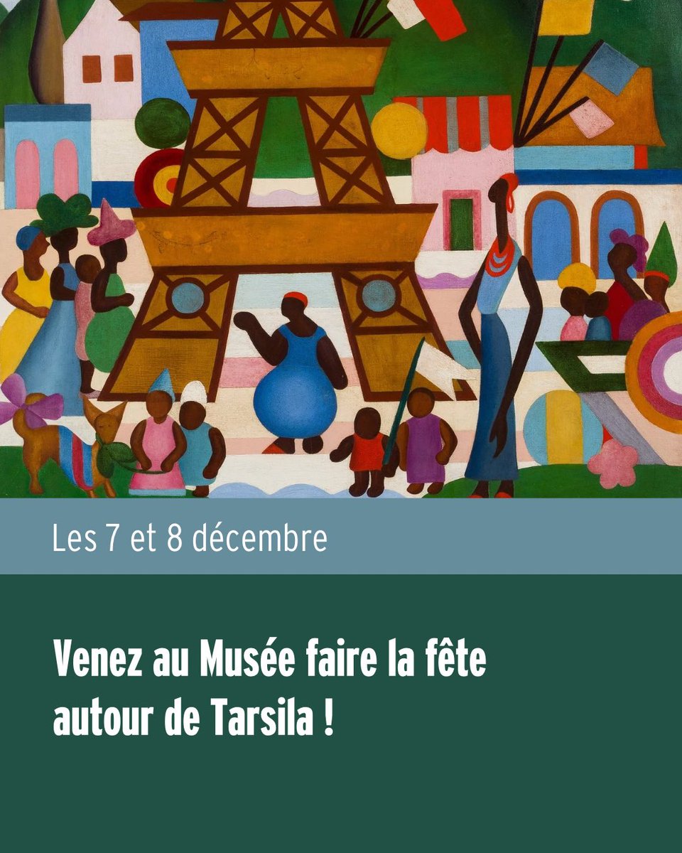 Venez faire la fête avec Tarsila ! 🇧🇷

🥳 Tout le week-end, le Musée prend un air de fête : profitez de visites pour tous, d’une nocturne gratuite avec un concert, d’animations de samba et bossa nova, ou encore un grand défilé de batucada !

👉 Infos sur notre site en bio