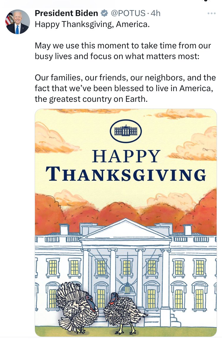 Happy Thanksgiving from the incoming and outgoing US administrations