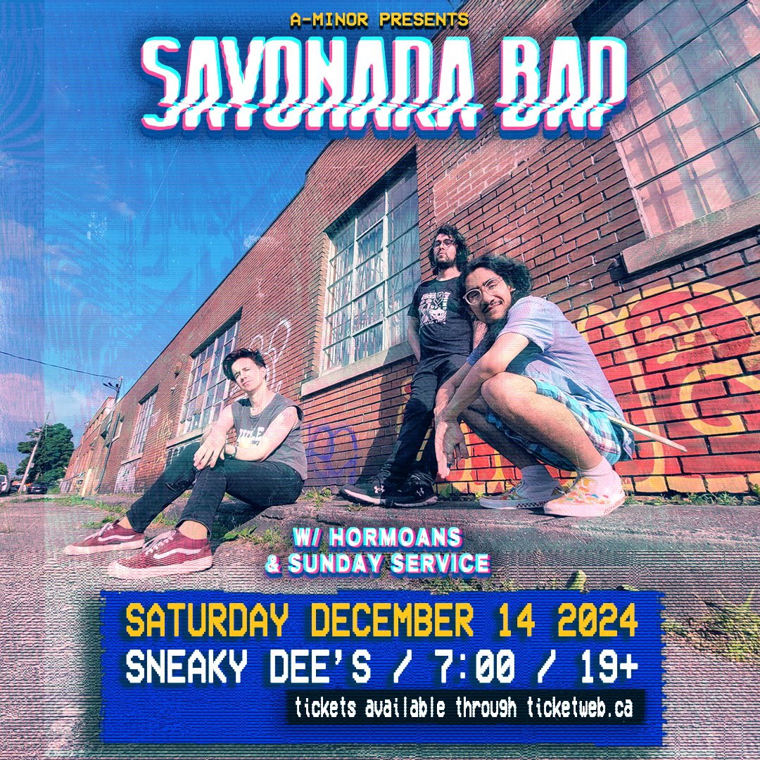 JUST ANNOUNCED: Don't miss Sayonara BAP w/ <a href="/HORMOANSMUSIC/">HORMOANS</a> &amp; Sunday Service at <a href="/thesneakydees/">Sneaky Dees</a> on Sat Dec 14! Tickets available at: bit.ly/495NA1R