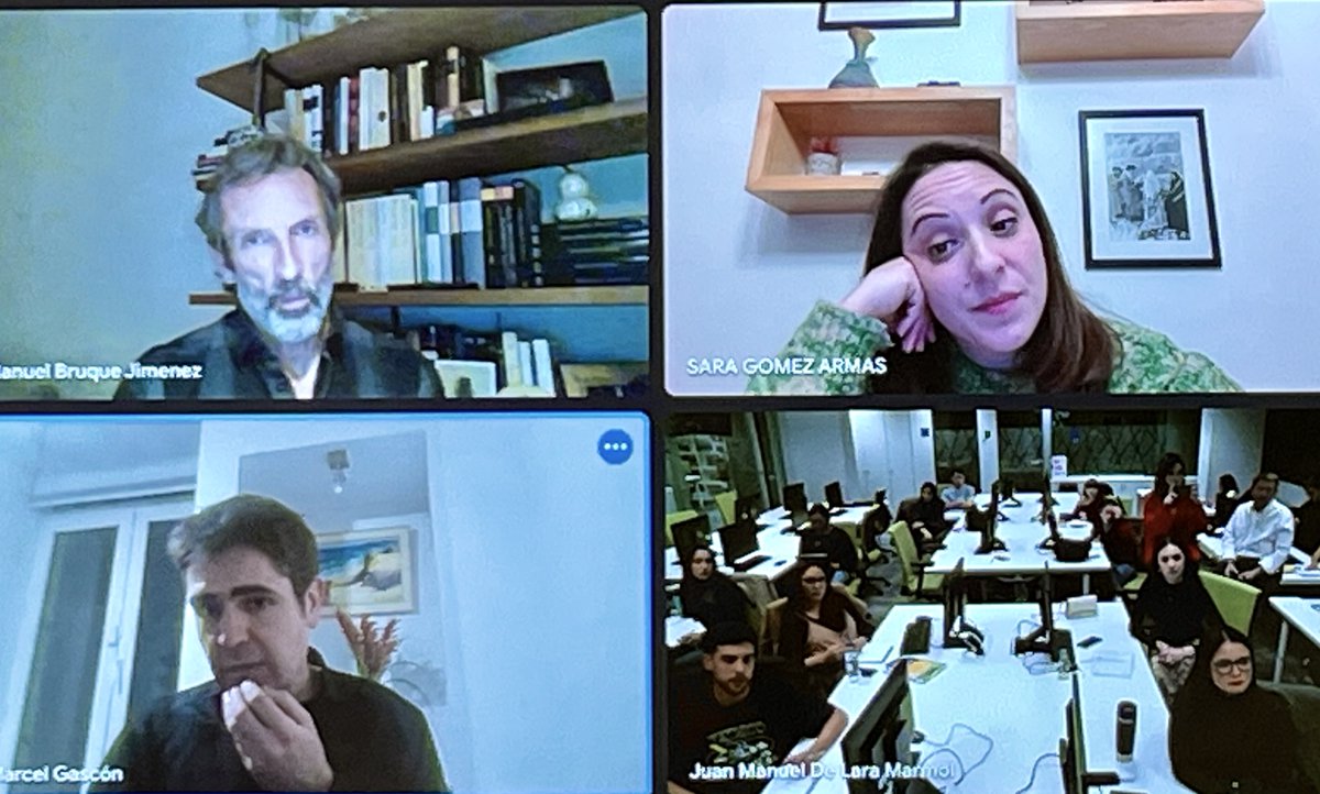 El periodismo de guerra y catástrofes contado por tres grandes especialistas de EFE, <a href="/sgarmas/">Sara Gomez Armas</a>, <a href="/marcelgas/">Marcel_groomer</a> y <a href="/ManuBruque/">Manuel Bruque</a>, en un coloquio del Máster de Periodismo de Agencia de <a href="/master_uc3m/">Master - UC3M</a> y <a href="/EFEnoticias/">EFE Noticias</a>  moderado por <a href="/Juandelara/">Juan de Lara</a>,  adjunto a la dirección de <a href="/EFEescuela/">EFE Escuela</a>