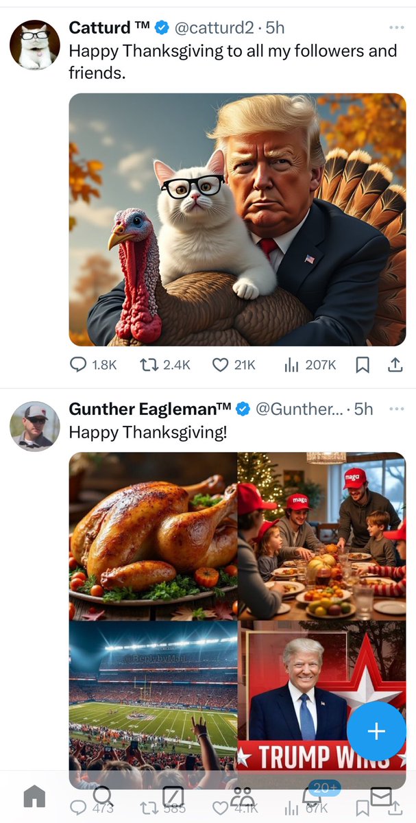 Christoph3rH's tweet photo. Just 2 modern day heroes doing their part to save the nation. Happy Thanksgiving!  ⁦@GuntherEagleman⁩ ⁦@catturd2⁩ https://t.co/4cyX0hTkJZ