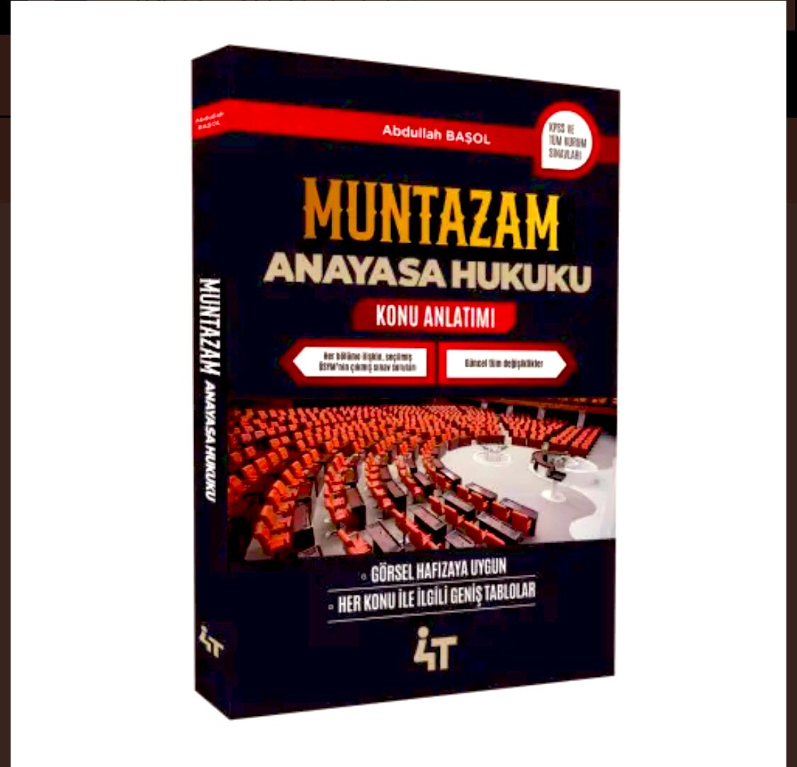 MUNTAZAM Serisinin ilk kitabı “Anayada Hukuku Konu Anlatımı” kitabımız ön satışa çıkmıştır. Pekiştirmek amaçlı her konunun ardına KPSS’ de çıkan soruların neredeyse tamamı eklenmiş. 4tyayinevi.com sitemizden temin edebilirsiniz.