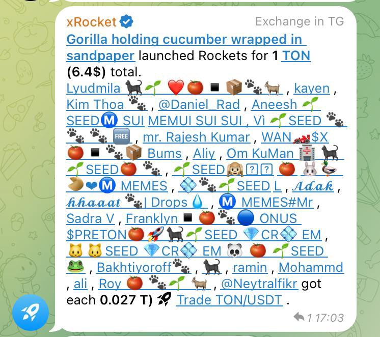 t1modev's tweet photo. crypto chats, a few years ago:

nicknames like vitalik.eth, moon.sol, defidegen.tez — clean, focused, and on-brand.

crypto chats in 2024:

Gorilla holding cucumber wrapped in sandpaper,
Tomato farmer, Dog with laser eyes 🐕👀,
and Diamond Paw Seed CR sprinkled with random emojis 🍅🐾💎

WTF ?) 😂