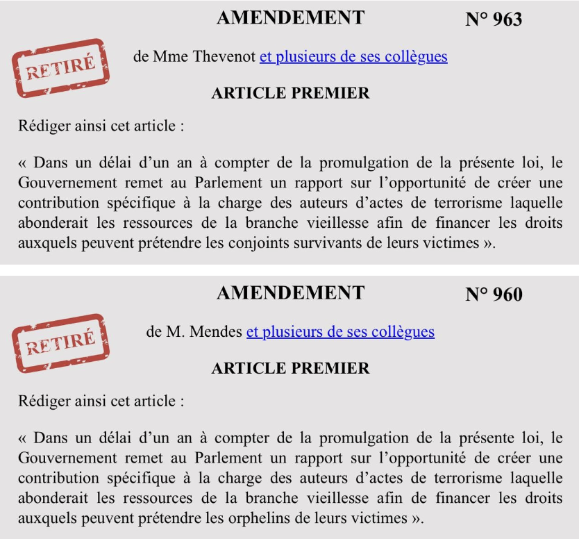 S_Legrain's tweet image. Les macronistes ont craqué !

@priscathevenot et @ludovicMDS ont tellement honte de leurs amendements sur les victimes du terrorisme qu’ils les ont retirés…

Vraiment, ces gens là n’ont aucune dignité, jamais, nulle part.

#DirectAN #ChangerLaVie