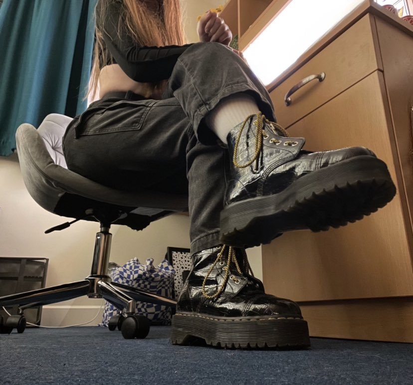 You look so pathetic under my superior Doc Martens 🤣🥱