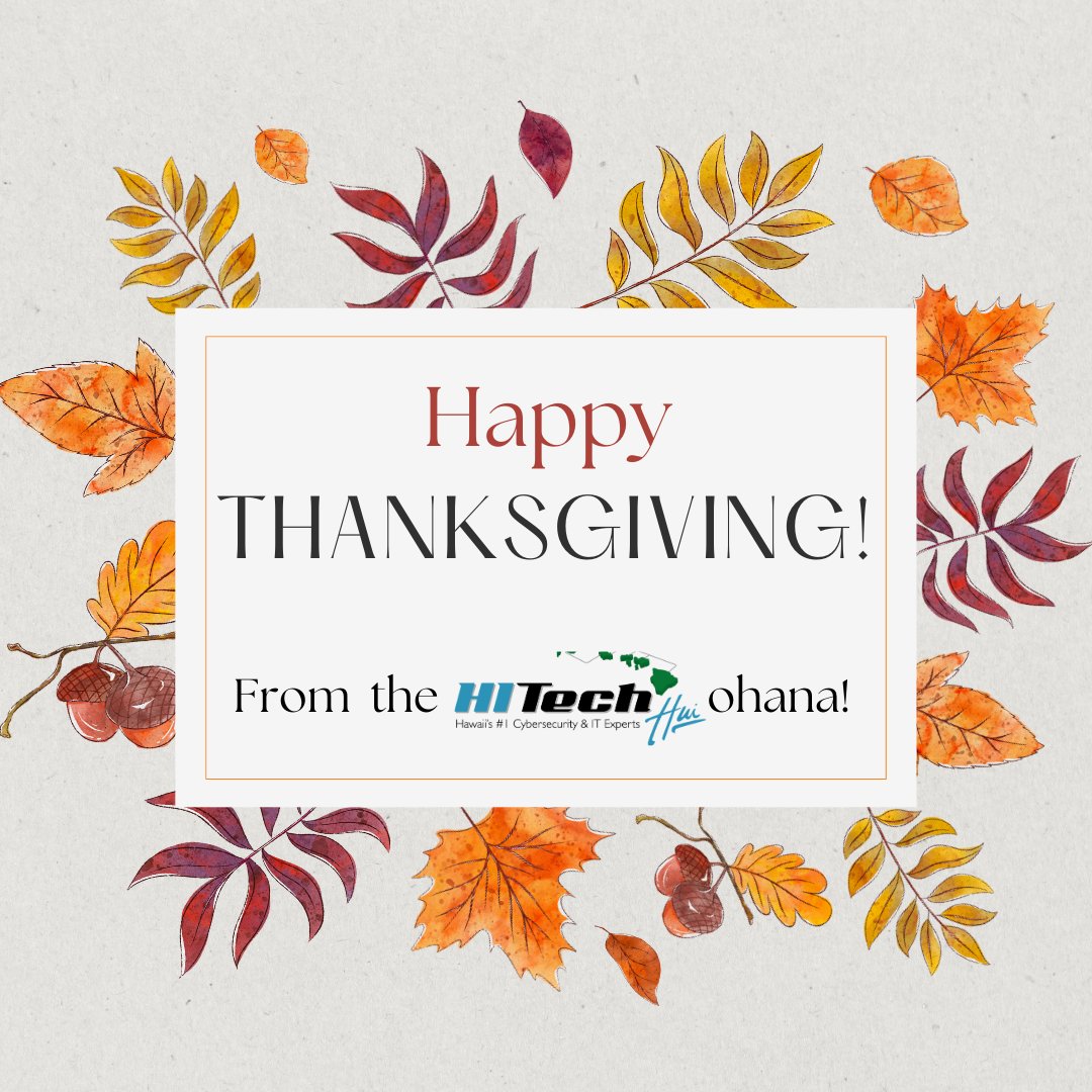 hitechhui's tweet image. This Thanksgiving, we&apos;re thankful for our incredible clients and the opportunity to keep your business running smoothly. While you enjoy the turkey, we’ll handle the tech! 🦃✨  #ThankfulTech #HITechHui