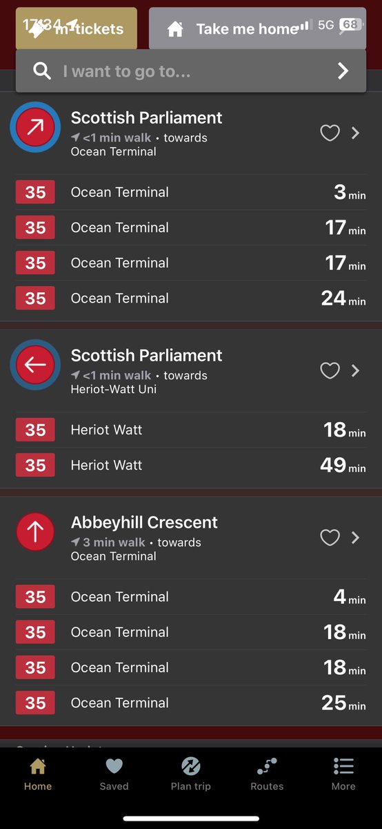 gmikro's tweet photo. @on_lothianbuses will you ever fix this useless system? 
No real time info and the estimate is 10 minutes away, while the app says 3. (The app was correct) https://t.co/b1Vx67nhaQ