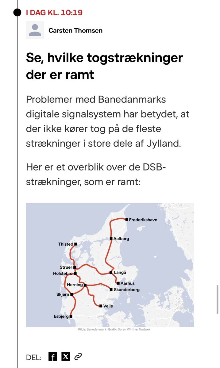 AlexandruC4's tweet photo. BREAKING: Danish public broadcaster DR reporting massive rail &amp; telecommunications outages from TDC mobile operator across Denmark, including effects on emergency call services.  Officials from TDC are currently attributing the outage to a system update from the last 24 hours. https://t.co/dsgE0ktlC1