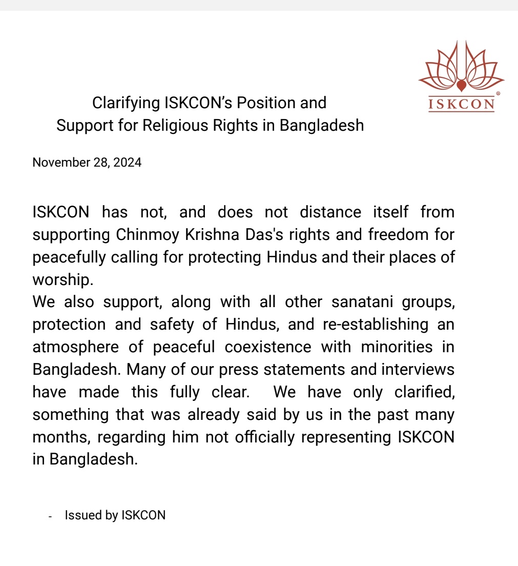 iskcon's tweet photo. Clarifying ISKCON's position and support for religious rights in Bangladesh https://t.co/dtP6Qu0NoR