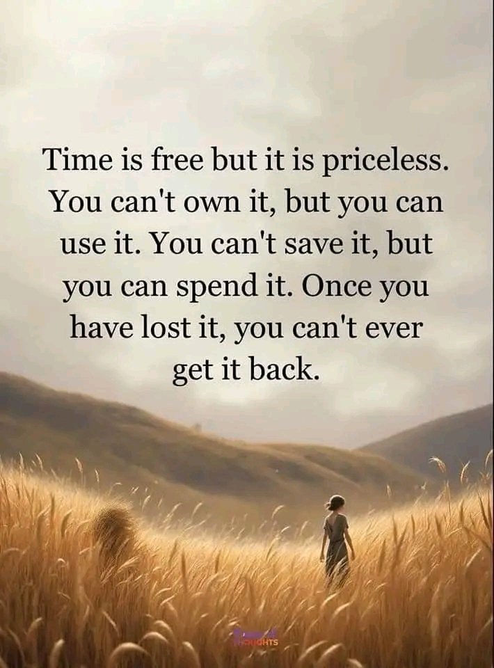 Use your time wisely. It waits for no one . You can’t simply put a price tag on what your time is worth.