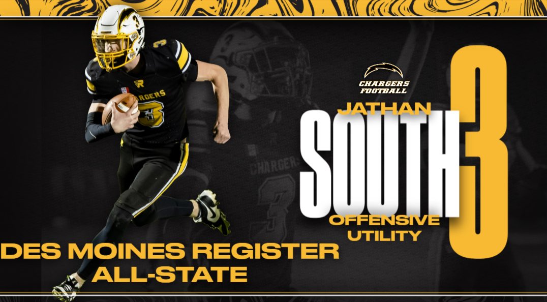 Congratulations to Jathan South on receiving honors to the Des Moines Register All-State Team. 

The Register recognizes a 1st Team Offense &amp; 1st Team Defense for each classification in the state of Iowa.