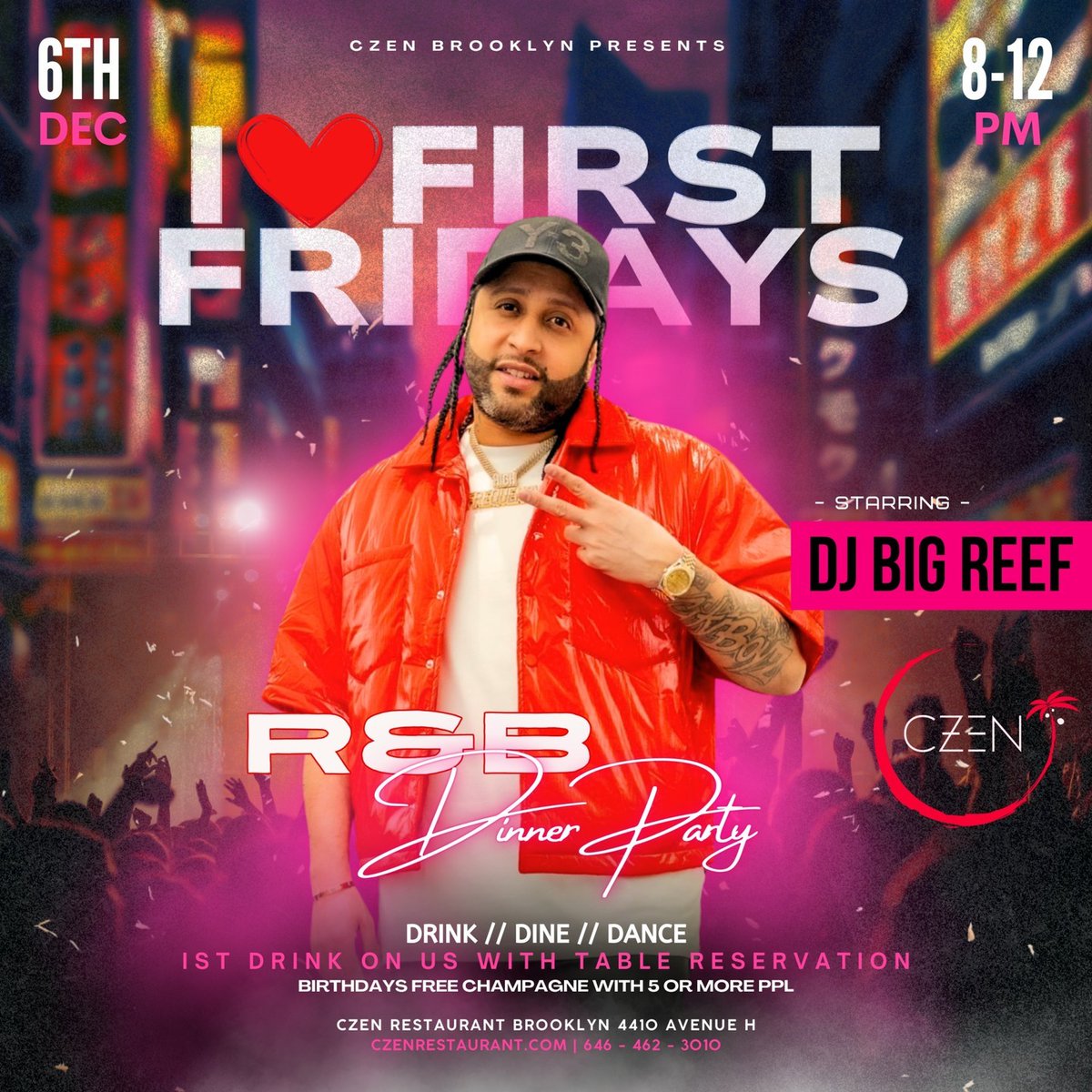 AreYouVIP_com's tweet photo. #FirstFridays at #CZEN Brooklyn!
Get ready for #Brooklyn’s favorite R&B night because #DJBigReef is bringing the ultimate vibes. Known for his unmatched vibe and smooth mixes, he’ll have you grooving from start to finish.
https://t.co/e5QwxDbJ0w https://t.co/dWw7CDos8k