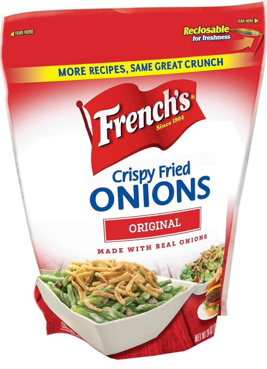 Are you even an American if you don’t eat some <a href="/Frenchs/">French's</a> onions at 8am when you make your green bean casserole? 💪🏼🦃 #french’s #greenbean #HappyThanksgiving