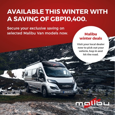 AD | Malibu Winter Deals - Save up to £10,400! Seize the opportunity and secure a Malibu Van or a motorhome from the previous year at unbeatable conditions. But hurry up - this is only valid until 31.12.2024!

malibu-carthago.com/en/malibu-wint…